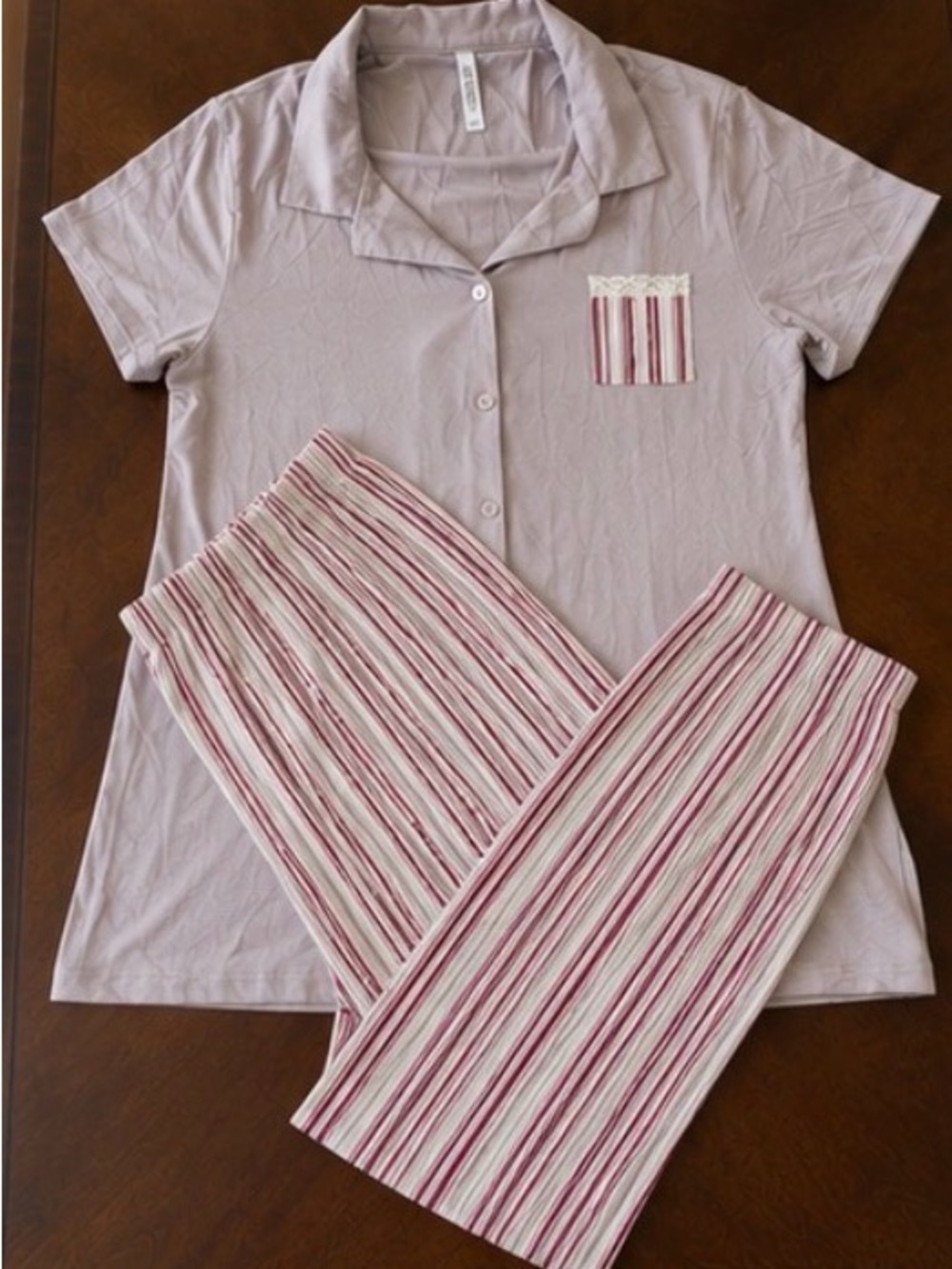 ComfortFit Women's Lavender Stripe Pajama Set - Picture 4 of 7